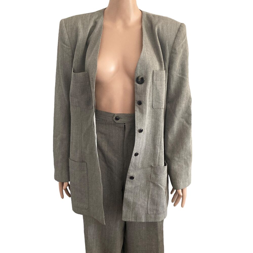 Albert Nipon Pant Suit 2 Piece Womens 16 Wool Ble… - image 7